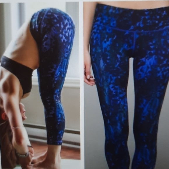 Lululemon Wunder Under Crop Iris Flower Floral 4 - Picture 1 of 8
